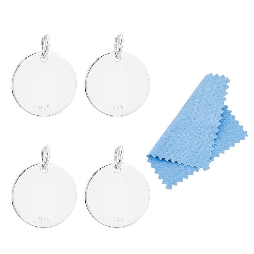1582 4Pcs 12mm/0.47" Round Stamping Blanks 925 Sterling Silver Engravable